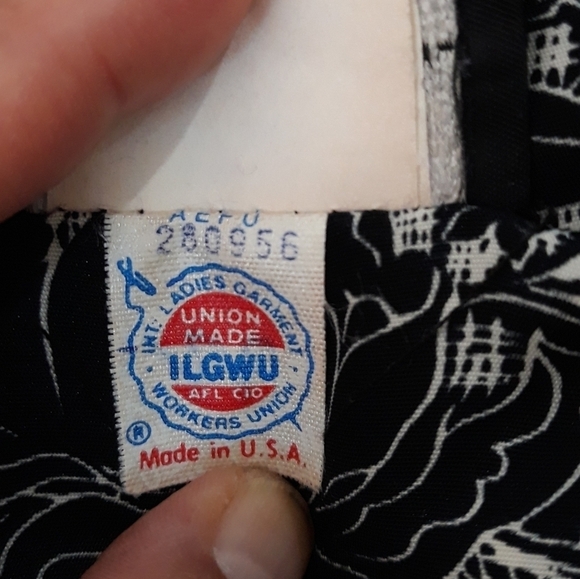 Vintage Breli Originals Floral Long-Sleeve Dress Square Neck Black & White 8 - Picture 14 of 15